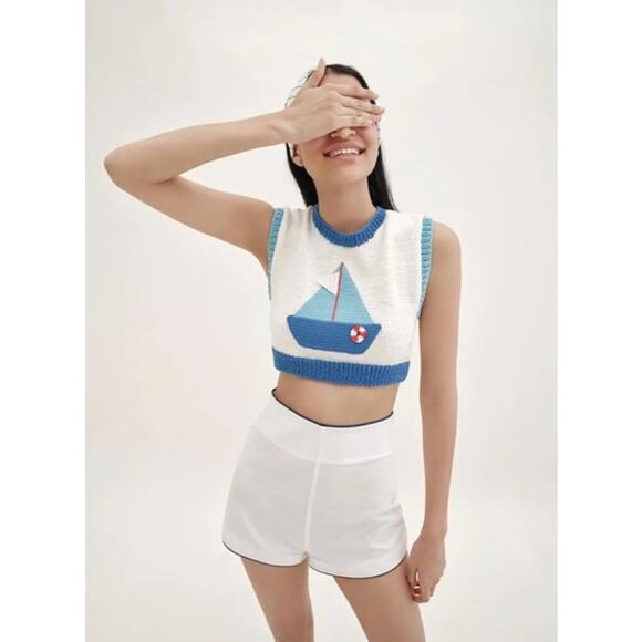 MYBEACHYSIDE Emily In Paris L'eau Cotton-blend Shorts - Size S - NWT - Picture 1 of 5